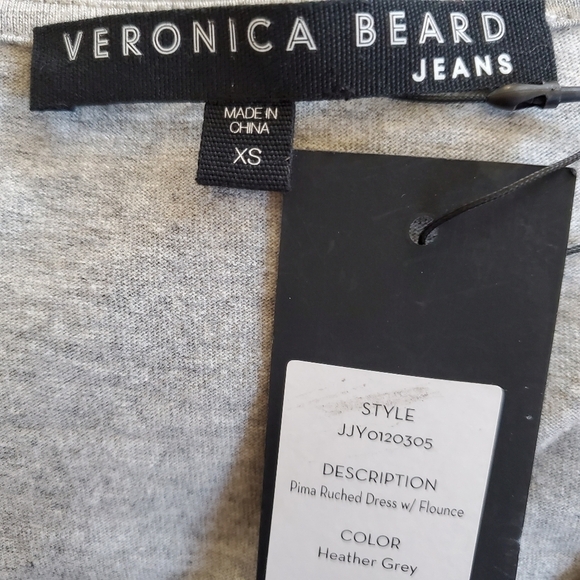 Veronica Beard Pima Ruched Light Grey Mini Dress New Size XS - Picture 10 of 15